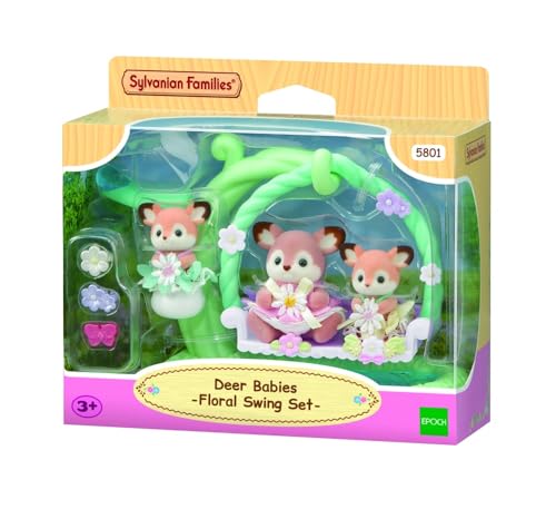 Sylvanian Families 5801 REH Babys mit Blumenschaukel Spielset, Set mit Tierfiguren, Spielzeug für Kinder ab 3 Jahren von Sylvanian Families