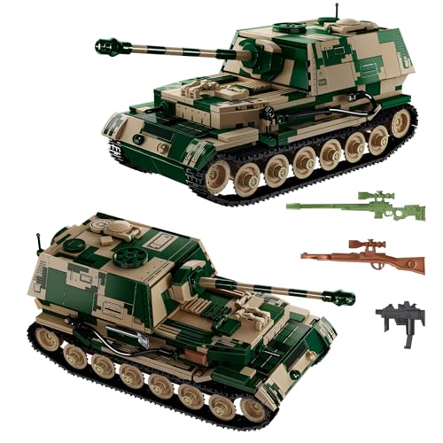 Elefantenpanzer-Zerstörer Bausteine Bausatz, WW2 Militärischer Kampfpanzer Modell Klemmbausteine, Erwachsene Sammelbare Modellpanzer Sets zum Bauen, Armeefahrzeuge Display Spielzeug für Kinder(826PCS) von SymGrpu