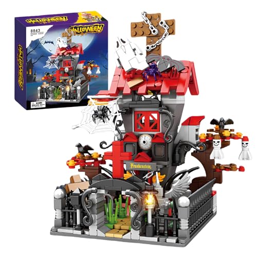 Halloween Spukhaus Bausteine Bausatz, 602-teiliges Gruseliges Schloss Mini Mikro Klemmbausteine, Hausmodell Spielzeug mit Friedhof, Fledermaus Dekoration, Geschenk für Kindergeburtstage und Feiertage Halloween Spukhaus Bausteine Bausatz, 602-teiliges Gruseliges Schloss Mini Mikro Klemmbausteine, Hausmodell Spielzeug mit Friedhof, Fledermaus Dekoration, Geschenk für Kindergeburtstage und Feiertage von SymGrpu