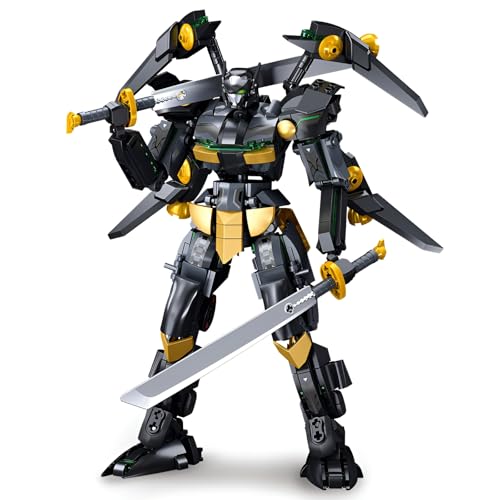 Mecha Roboter Bausteine Bausatz, Schwarzer Fledermaus Roboter Mecha Klemmbausteine mit Messer, Sammlerstück Mech Modell Spielzeug, Kreatives Geschenk für Erwachsene Kinder(534 Stücke) von SymGrpu