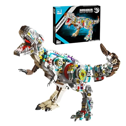 Mechanische Dinosaurier REX Bausteine Bausatz, Dinosaurier Klemmbausteine Spielzeug, Kreative Bauen und Display Modell, Große DIY Projekt Spielzeug Spielset für Kinder Erwachsene (1388 Stücke) von SymGrpu