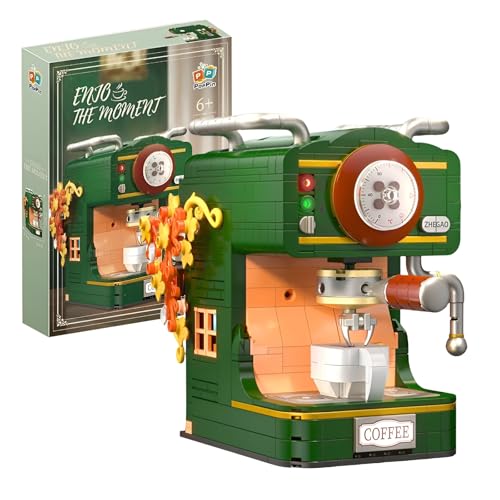 Retro Kaffeemaschine Mikro Bausteine Bausatz, Coffee Shop Mini Klemmbausteine, 618 PCS Ideen Klassisches Sammelbares Display Modellspielzeug für Erwachsene von SymGrpu