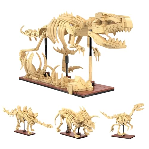 SymGrpu 3 IN 1 Leuchtend Dinosaurier Bausteine Bausatz, Dinosaur Park World Tyrannosaurus Rex Fossilien Klemmbausteine, Kreative Tiere Modell STEM Spielzeug für Jungen Mädchen(825 Stück) von SymGrpu