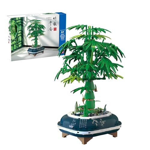 SymGrpu Bambus Bonsai Baum Bausteine Bausatz,Topfbambus Klemmbausteine, Pflanzen Playsets Display für Jugendliche und Erwachsene, Home Office Decor(528PCS) von SymGrpu