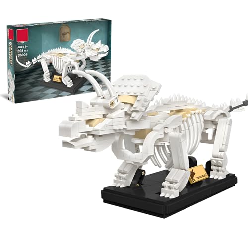 SymGrpu Dinosaurier Fossilien Bausteine Bausatz, Triceratops Klemmbausteine Set, Prähistorische Tiere Modellspielzeug für Erwachsene und Kinder, 398PCS von SymGrpu