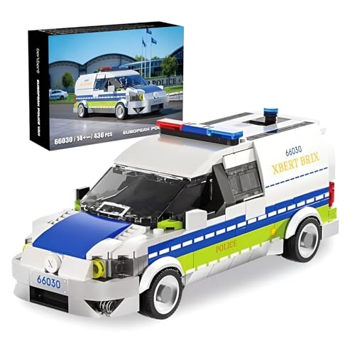 SymGrpu Europäischer Polizeiwagen Bausteine Bausatz, Stadt Polizeiauto Klemmbausteine, STEM Pädagogisches Fahrzeug Modell Spielzeug, Geschenk für Erwachsene Teens Kinder ab 14 Jahren (430PCS) von SymGrpu