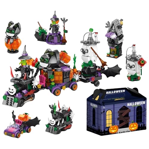 SymGrpu Halloween Mini Mikro Bausteine, 6-in-1-Geisterzug, Bat, Spukhaus, Katze und Geist Modell Klemmbausteine, 601-teiliges Baukasten Spielzeug, Halloween-Partygeschenke für Erwachsene und Kinder SymGrpu Halloween Mini Mikro Bausteine, 6-in-1-Geisterzug, Bat, Spukhaus, Katze und Geist Modell Klemmbausteine, 601-teiliges Baukasten Spielzeug, Halloween-Partygeschenke für Erwachsene und Kinder von SymGrpu