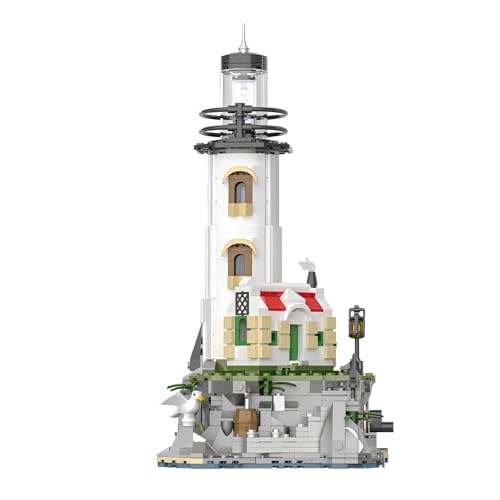 SymGrpu Insel-Leuchtturm Bausteine Bausatz, Modularer Architekturbaukasten Gebäudemodellsatz, Bauklotzkits Geschenk für Erwachsene und Kinder (1092 PCS) von SymGrpu