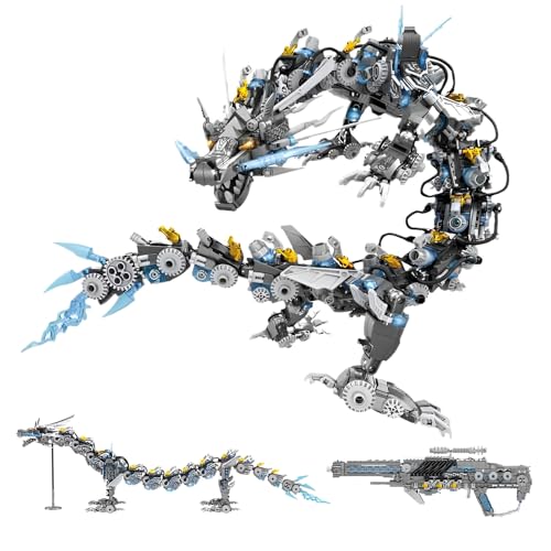 SymGrpu Mechanische Drachen Bausteine Bausatz, 2 IN 1 Transforming Mech Drache und Meteor Kanone Klemmbausteine Modell Spielzeug, Geschenke für Kinder und Erwachsene(1390 Stücke) von SymGrpu