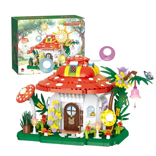 SymGrpu Pilzhaus Mini Bausteine Bausatz, 745 Stücke Kreative Foreset Baumhaus Mini Klemmbausteine, Architektur Modell Spielzeug Geschenk für 6+ Jungen Mädchen oder Erwachsene von SymGrpu