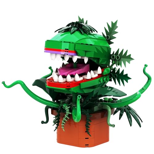 SymGrpu Piranha-Pflanzen-Bausteine Bausatz, 471 Teile, Little Shop of Horrors Klemmbausteine, Kannibalenblumen-Spielzeug mit aufklappbarem Mund, Geschenk für TV-Fans Freunde von SymGrpu