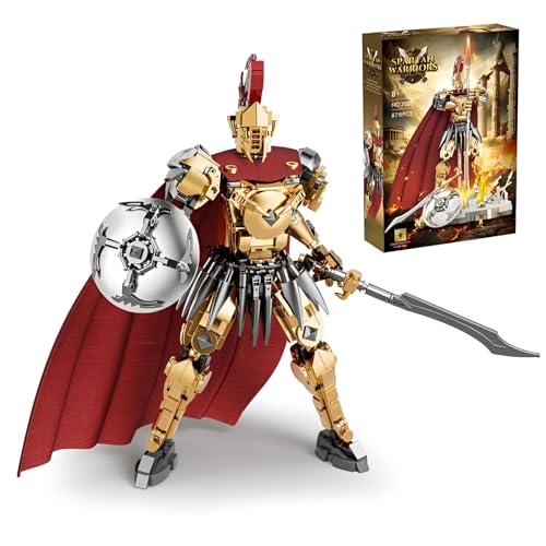 SymGrpu Spartanische Krieger Bausteine Bausatz, 878PCS Mittelalterlicher Soldat Action Figur Klemmbausteine, Armee Modell Spielzeug für Erwachsene Kinder ab 6 Jahren von SymGrpu