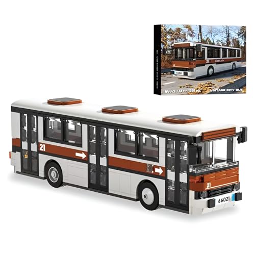 SymGrpu Stadt Bus Bausteine Bausatz, 552 PCS Retro Stadtverkehr Klemmbausteine, STEM Fahrzeuge Modell Spielzeug, Geschenk für Erwachsene Teenager ab 14 Jahren von SymGrpu