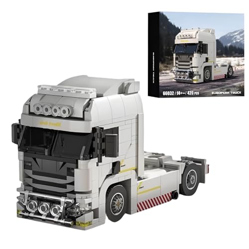 SymGrpu Stadt Europäischer LKW Bausteine Bausatz, 420 PCS LKW Klemmbausteine BAU und Display, STEM Sammlerfahrzeuge Modellspielzeug für Erwachsene Teens von SymGrpu