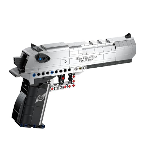 SymGrpu Technik Desert Eagle Pistole Bausteine Bausatz, Pistolen Modell Klemmbausteine mit Schießfunktion, Maschinengewehr Militärwaffen-Baukasten für Militär-Hobby-Sammler, 360 PCS von SymGrpu