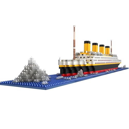 SymGrpu Titanic Schiff Micro Bausteine Bausatz, DIY Schiffs Modellbau Lernspielzeug, 1860 PCS Mini Klemmbausteine, Kinder Erwachsene von SymGrpu