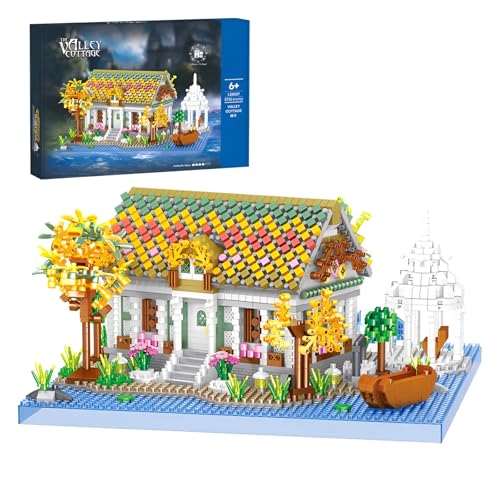 SymGrpu Valley Cottage Micro Bausteine Bausatz, Architektur Set Waldhaus Klemmbausteine Set für Erwachsene und Jugendliche, 2710 PCS von SymGrpu