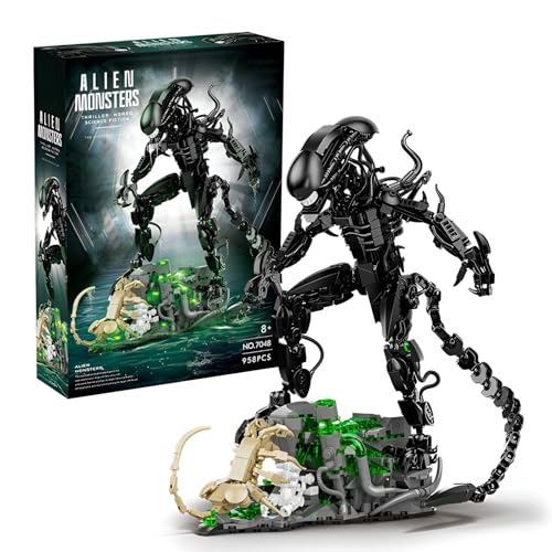 SymGrpu Xenomorph Mech Action Figur Bausteine Bausatz für Erwachsene, Aliens Monster Klemmbausteine, Fiction Modellspielzeug für Fans Jungen (958PCS) von SymGrpu