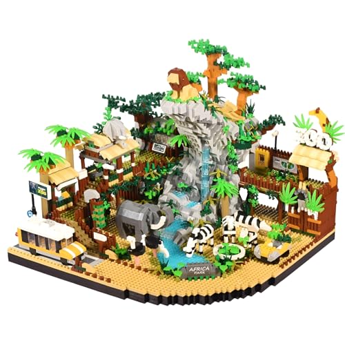 SymGrpu Zoo Desert Area Micro Mini Bausteine Bausatz,Kreative Zoologische Park Architektur Klemmbausteine Modell Spielzeug mit Tieren, Geschenkidee für Erwachsene Jugendliche ab 14 Jahren, 4800 PCS von SymGrpu