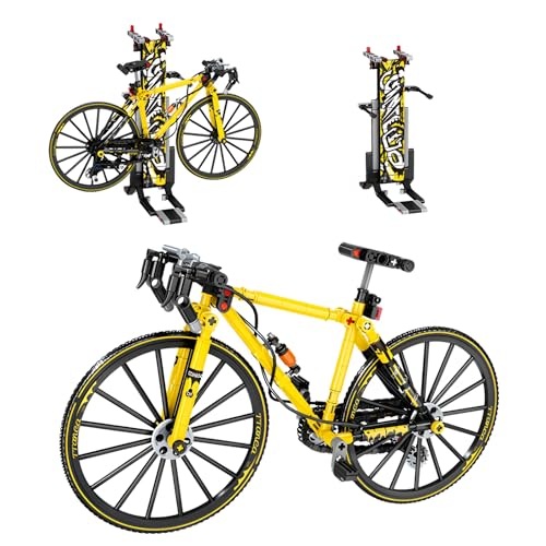 Technic Fahrrad Klemmbausteine Bausatz, 352 PCS Fahrrad Bausteine mit Ständer, STEM Display Modell Fahrrad Geschenk Spielzeug für Jungen und Mädchen Erwachsene (gelb) von SymGrpu