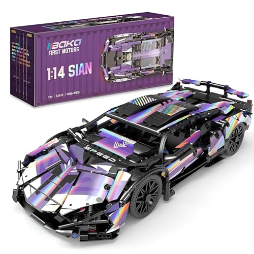 Technik Sportwagen Bausteine Bausatz, Lambo V12 Rennwagen Klemmbausteine im Maßstab 1:14, 1314 PCS Super Auto Bauklötze Modell Spielzeug für Erwachsene Kinder, Home Office Dekoration von SymGrpu