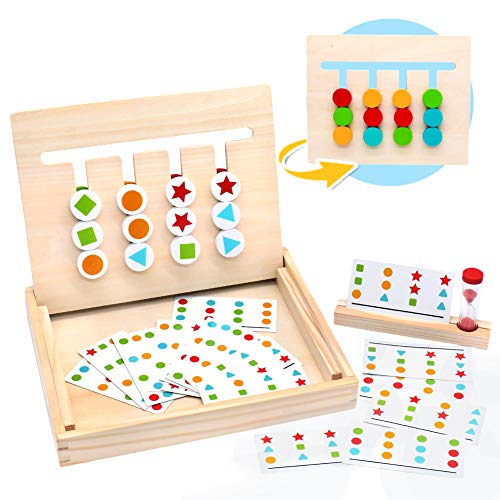 Montessori Spielzeug ab 3 Jahre Spielzeug ab 3 4 Jahre Schiebepuzzle Doppelseitige Puzzle Logikspiele Sortierspiel Brettspiele Denkspiele mit Sanduhr Geschenke für 3 4 5 6 Jahre Mädchen Junge von Symiu