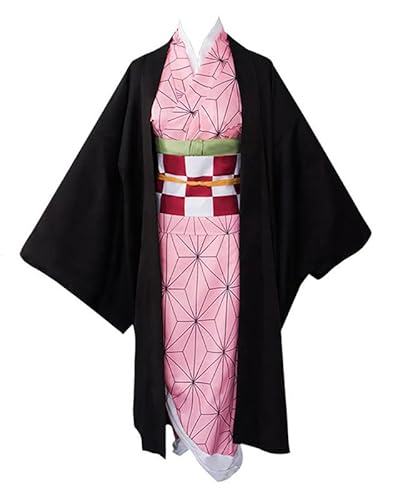 Anime Nezuko Kamado Outfit Cosplay Kostüm Herren Rosa S (Chest 92cm) von Syqiya