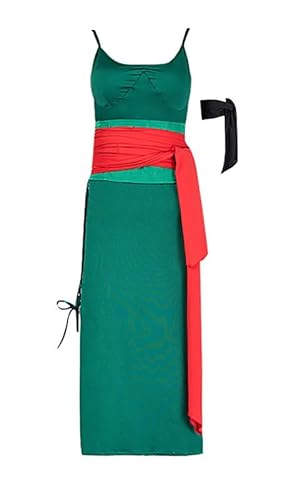 Anime Roronoa Zoro Pirate Hunter Zoro Roronoa Zolo Outfit Cosplay Kostüm Damen Grün S (Chest 77cm) von Syqiya