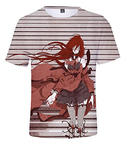 Herren Damen Anime Kurzarm T-Shirt Hemd Grelle Sutcliff Gureru Satokurifu Top 3D Bluse Hemd Cosplay Kostüm Tee Shirt Schwarz L (Chest 106cm) von Syqiya