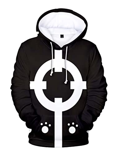 Syqiya 3D Druck Anime Kapuzenpulli Hoodie Bartholomew Cosplay Kostüm Adult Herren Damen Schwarz XL (Chest 116cm) von Syqiya