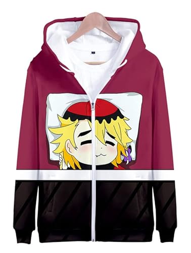 Syqiya 3D Druck Anime Kapuzenpulli Hoodie Douma Cosplay Kostüm Adult Herren Damen Rot XL (Chest 116cm) von Syqiya