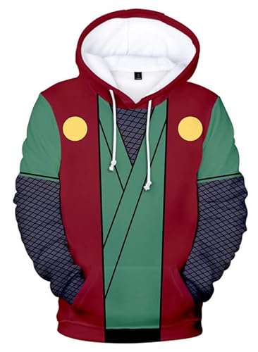 Syqiya 3D Druck Anime Kapuzenpulli Hoodie Jiraiya Cosplay Kostüm Adult Herren Damen Grün XL (Chest 113cm) von Syqiya