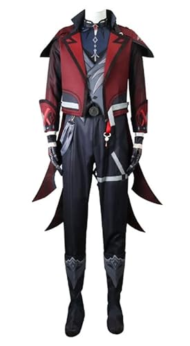 Syqiya Anime Diluc Ragnvindr Outfit Cosplay Costume Herren Schwarz XL (Chest 106cm) von Syqiya