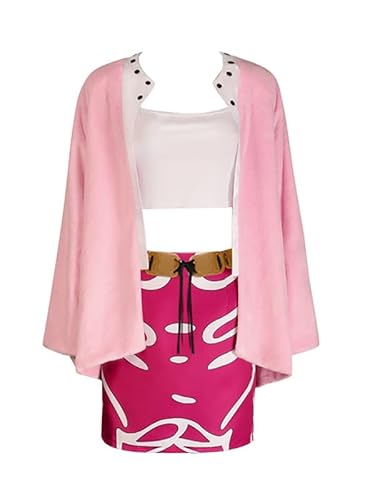 Syqiya Anime Donquixote Doflamingo Heavenly Yaksha Outfit Cosplay Kostüm Damen Rosa XS (Chest 88cm) von Syqiya