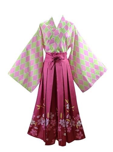 Syqiya Anime Kanroji Mitsuri Kimono Outfit Cosplay Kostüm Damen Rosa L (Chest 88-93cm) von Syqiya