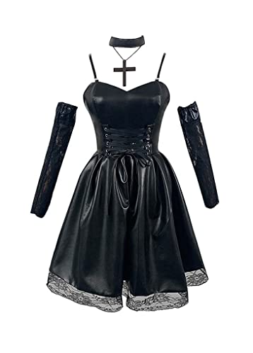 Syqiya Anime Misa Amane Kleid Cosplay Kostüm Damen Schwarz XXL (Chest 104cm) von Syqiya