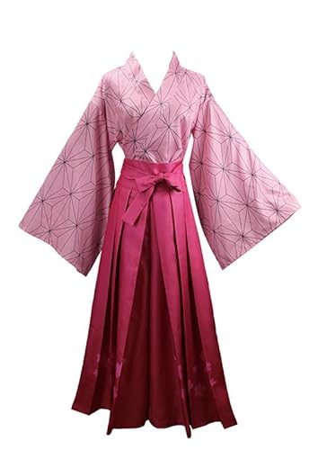 Syqiya Anime Nezuko Kamado Kimono Outfit Cosplay Kostüm Damen Rot L (Chest 88-93cm) von Syqiya