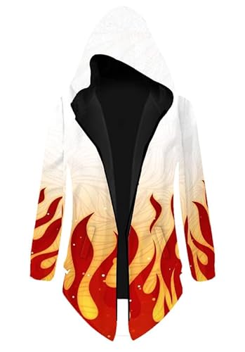 Syqiya Freizeitjacke Übergangsjacke Kyojuro Cosplay Kostüm Sweatjacke Anime Overcoat Outer wear Mantel Unisex Rot L (Chest 110cm) von Syqiya