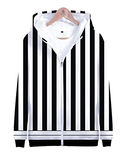 Syqiya Herren Damen Anime 3D Druck Pullover Streetwear Kimetsu no Yaiba Obanai Iguro Cosplay Kostüm Jacke Pulli mit Reißverschluss Sweatshirt Schwarz XXL (Chest 121cm) von Syqiya