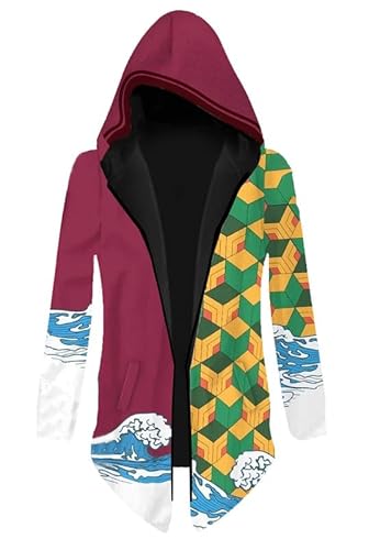 Syqiya Pulli Giyu Tomioka Jacke Windbreaker Windmantel Wind Coat Hoodie Cosplay Kostüm Strickjacke Unisex Grün XL (Chest 114cm) von Syqiya