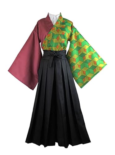 Syqiya Unisex Anime Giyu Tomioka Kimono Outfit Cosplay Costume Damen Grün M (Chest 83-88cm) von Syqiya