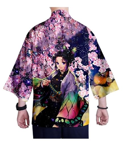 Syqiya Unisex Hinokami Shinobu Kocho Kimono Cosplay Costume Cape Coat Cardigan Cloak Lila B Herren Damen 3XL von Syqiya