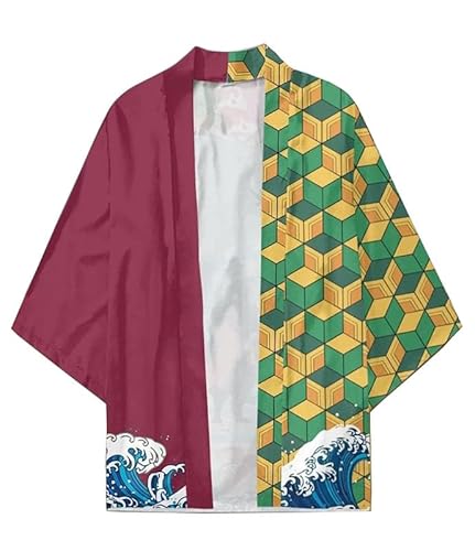 Syqiya Unisex Kimetsu no Yaiba Giyu Tomioka Kimono Cosplay Costume Cape Coat Cardigan Cloak Color-10 Herren Damen 3XL von Syqiya