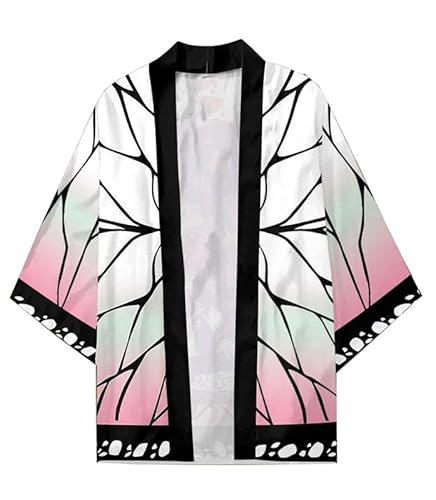 Syqiya Unisex Kimetsu no Yaiba Kochou Shinobu Kimono Cosplay Costume Cape Coat Cardigan Cloak Color-2 Herren Damen 3XL von Syqiya