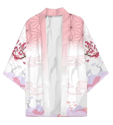 Syqiya Unisex Kimetsu no Yaiba Nezuko Kamado Kimono Cosplay Kostüm Umhang Mantel Strickjacke Color-11 Herren Damen XXL von Syqiya