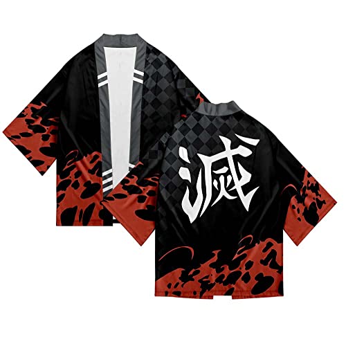 Syqiya Unisex Muichiro Tokito Kimono Cosplay Kostüm Umhang Mantel Strickjacke Schwarz Herren Damen 6XL von Syqiya