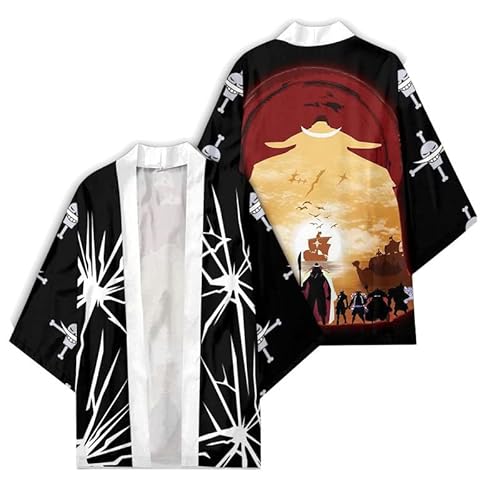 Syqiya Unisex Whitebeard Kimono Cosplay Kostüm Umhang Mantel Strickjacke Schwarz Herren Damen L von Syqiya