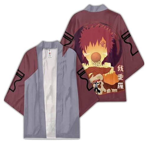 Unisex Sabaku no Gaara Kimono Cosplay Kostüm Umhang Mantel Strickjacke Rot Herren Damen XXS von Syqiya