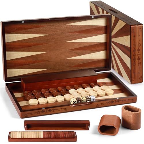 Syrace Faltbares Backgammon-Set aus Holz, mit Holzspielteilen und Zubehör, 2 Spieler, groß, 38,1 cm, handgefertigt, exquisites Design, perfekt für Erwachsene und Kinder Syrace Faltbares Backgammon-Set aus Holz, mit Holzspielteilen und Zubehör, 2 Spieler, groß, 38,1 cm, handgefertigt, exquisites Design, perfekt für Erwachsene und Kinder von Syrace