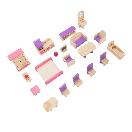 Syrisora Dollhouse Möbel Set Hölzerne Delikate Details Pädagogische Miniaturmöbel Set Mini Möbel Spielzeug Realistische Puppenhaus Miniaturen Tun, um Möbelspielzeug für Kinder Mädchen von Syrisora